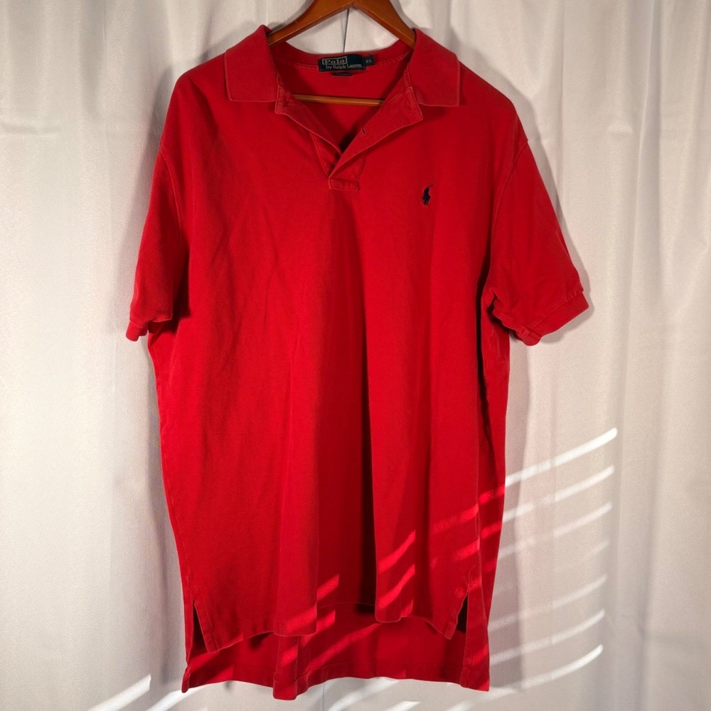 Polo Ralph Lauren Mens XL Red Short Sleeve Pique Cotton Polo Shirt Classic Fit